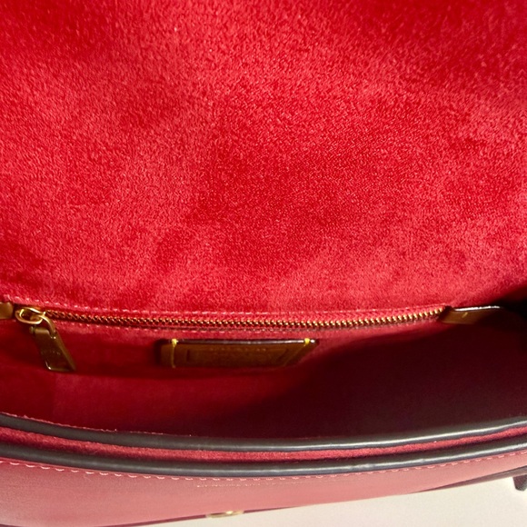 Coach Red Leather Saddle Crossbody with Gold Ring Detail - Picture 6 of 14